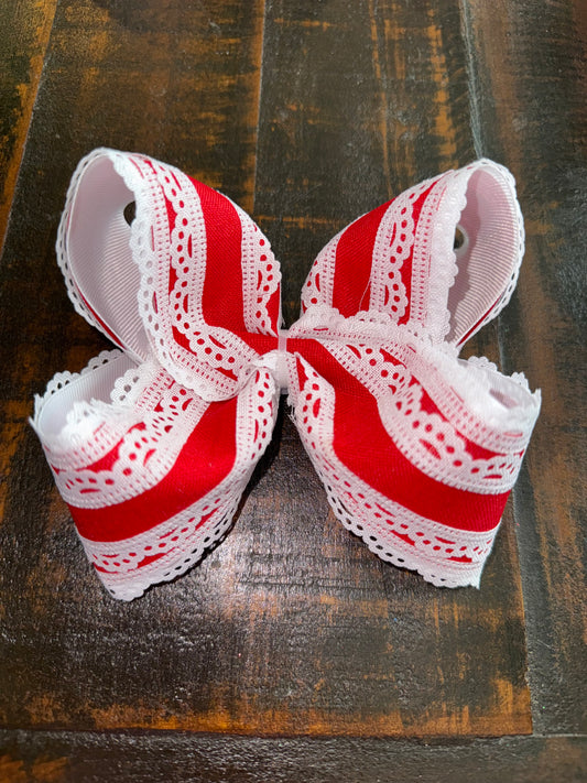 Red White Scallop 4in