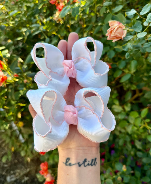 White/ Pink Moonstitch Piggies